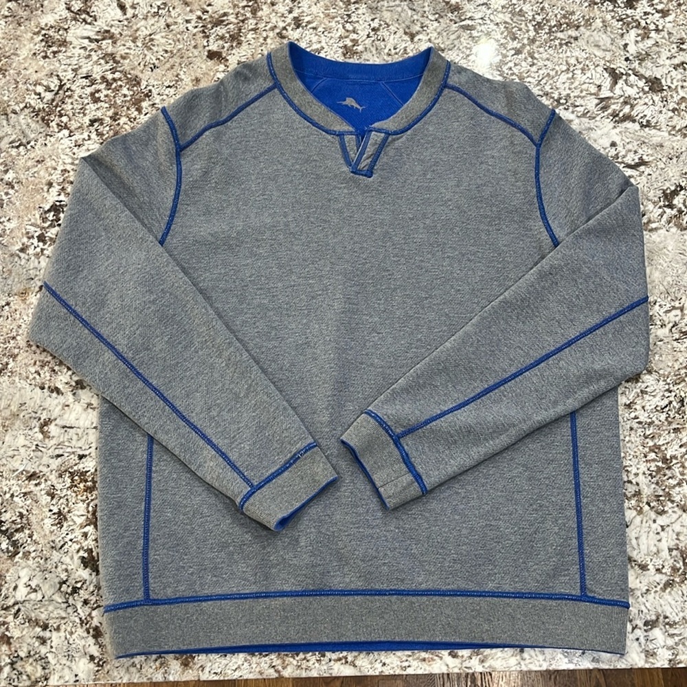 Men's Gray and Blue Sweater
